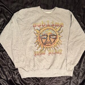 Urban Outfitters Gray Graphic Crewneck Sweatshirt with Sun Motif